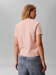 Calvin Klein Pink Glossy Metallic Logo T-Shirt - Image 2 of 5