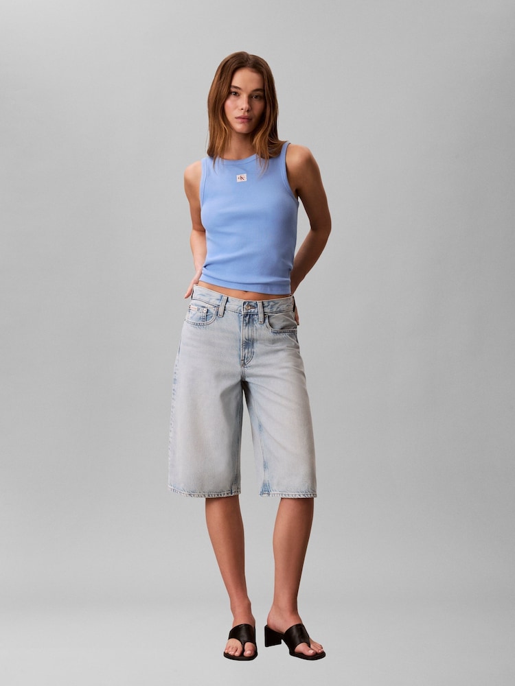 Calvin Klein Ribbet Bomulls Badge Tank Top - Bilde 1 av 5