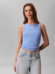 Calvin Klein Ribbet Bomulls Badge Tank Top - Bilde 2 av 5