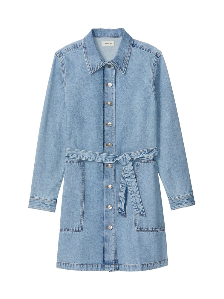 Calvin Klein Blue Belted Denim Shirt Dress - Image 5 of 5