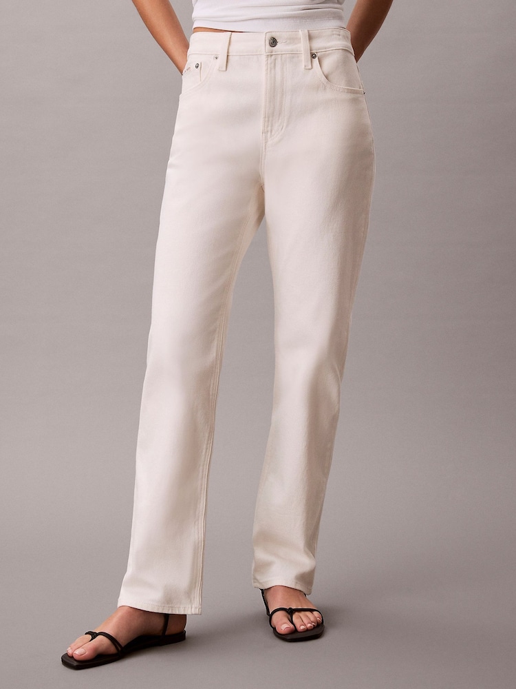 Calvin Klein Jeans Wide Leg White Jeans - Image 2 of 5 Calvin Klein Jeans Wide Leg White Jeans - Image 2 of 5