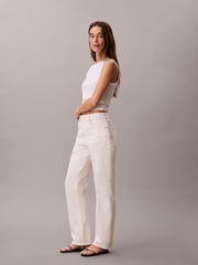 Calvin Klein Jeans Wide Leg White Jeans - Image 3 of 5