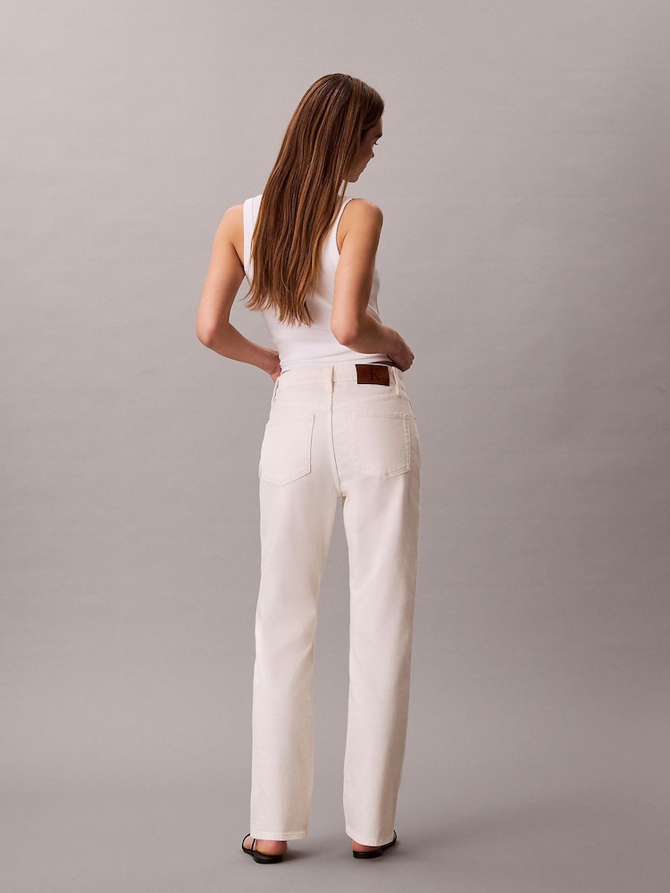 Calvin Klein Jeans Wide Leg White Jeans - Image 5 of 5 Calvin Klein Jeans Wide Leg White Jeans - Image 5 of 5
