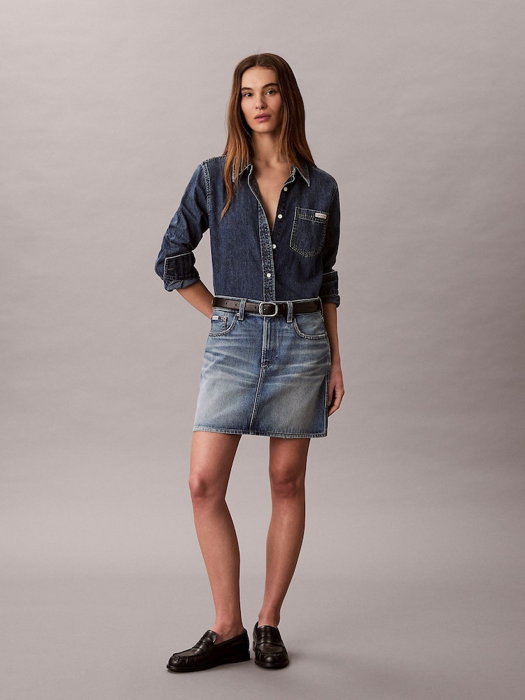 Calvin Klein Blue Denim Mini Skirt - Image 1 of 1