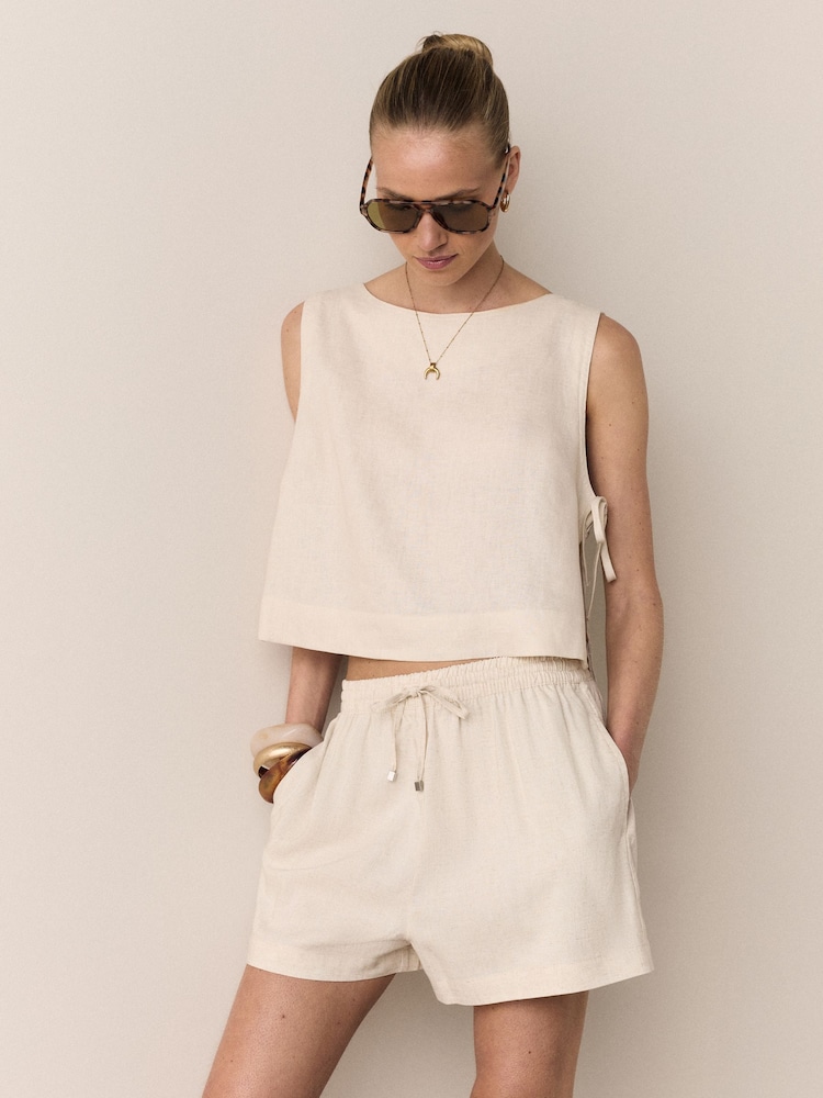 Chocolate/Neutral/White Pull On Shorts With Linen 3 Pack - Image 2 of 9 Chocolate/Neutral/White Pull On Shorts With Linen 3 Pack - Image 2 of 9