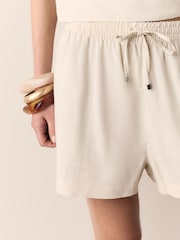 Chocolate/Neutral/White Pull On Shorts With Linen 3 Pack - Image 4 of 9