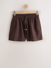 Chocolate/Neutral/White Pull On Shorts With Linen 3 Pack - Image 6 of 9