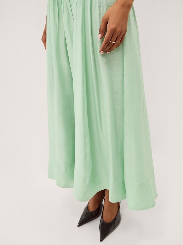 Womens Monsoon Green Pelia Flutter Sleeve Pleated Midi Dress US 12