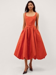 Monsoon Orange Mila Fit and Flare Midi Dress - Image 1 of 6