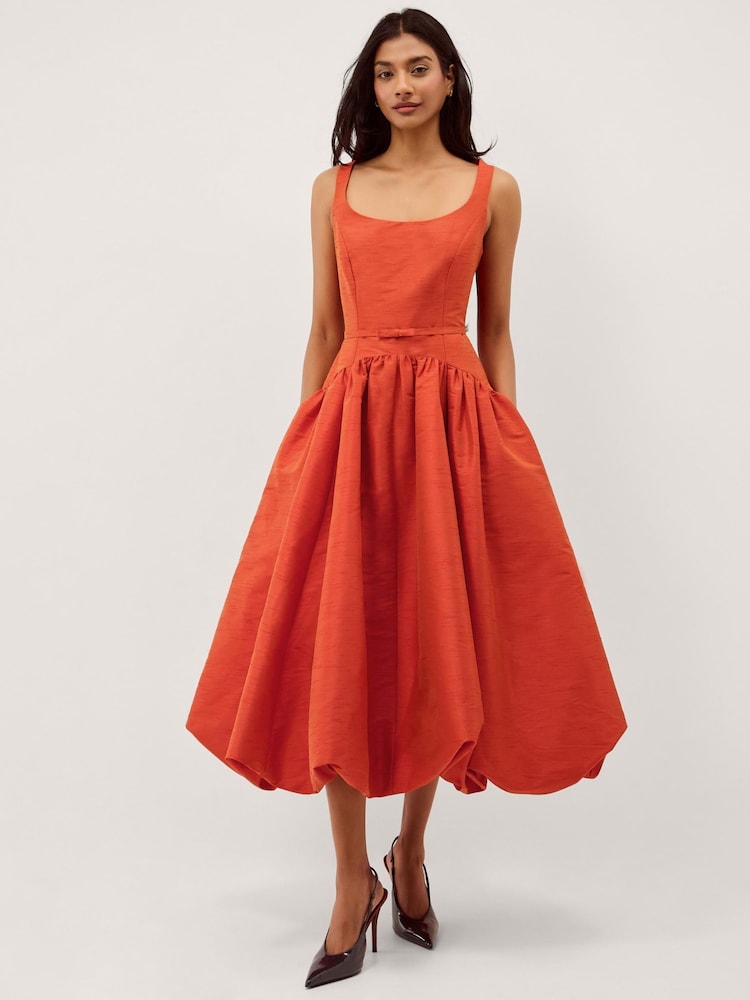 Monsoon Orange Mila Fit and Flare Midi Dress - Image 1 of 6