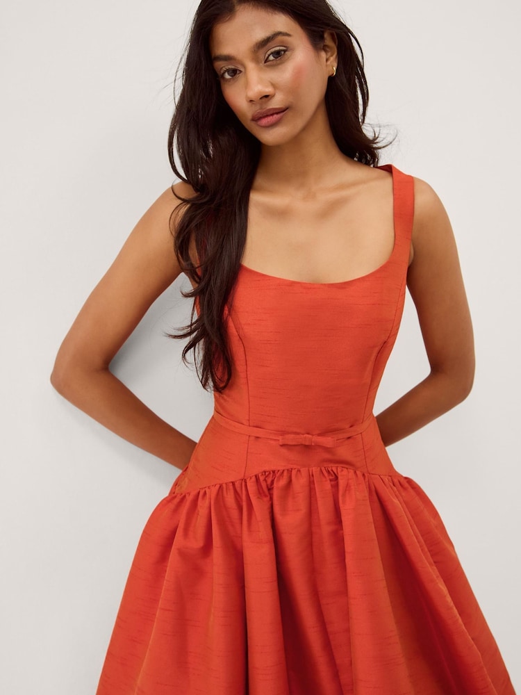 Monsoon Orange Mila Fit and Flare Midi Dress - Image 2 of 6