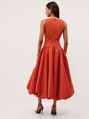 Monsoon Orange Mila Fit and Flare Midi Dress - Image 3 of 6