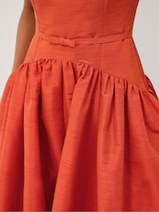 Monsoon Orange Mila Fit and Flare Midi Dress - Image 4 of 6
