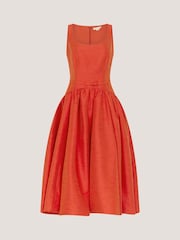 Monsoon Orange Mila Fit and Flare Midi Dress - Image 6 of 6