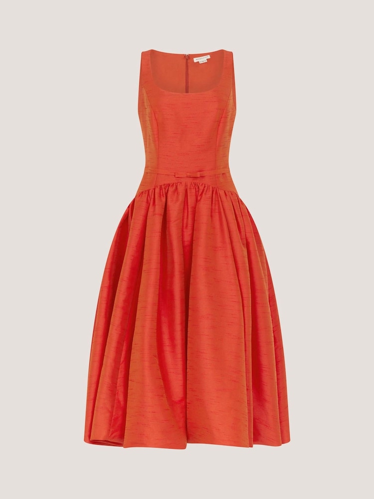 Monsoon Orange Mila Fit and Flare Midi Dress - Image 6 of 6