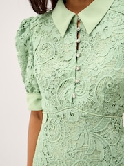 Monsoon Green Bridget Puff Sleeve Lace Midi Dress - Image 2 of 5