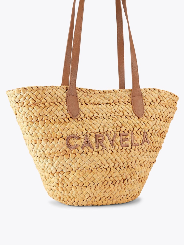 Carvela Brown Nicola Straw Basket Bag - Image 2 of 4