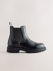 Black Wide Fit (G) Borg Lined Chelsea Boots - Image 2 of 5