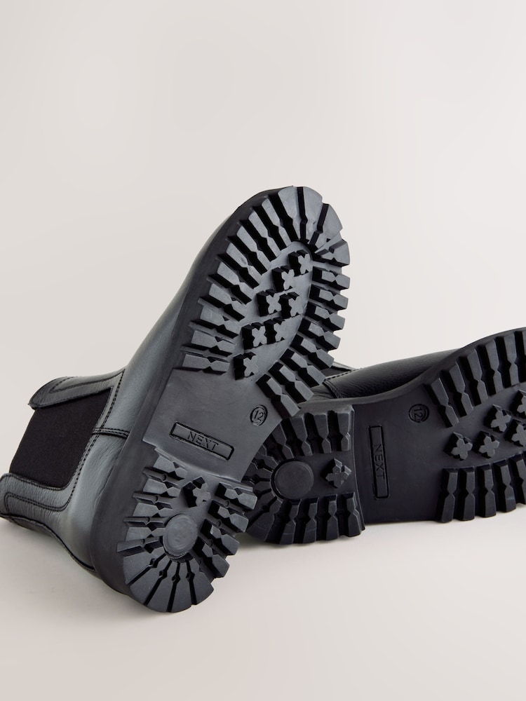 Black Wide Fit (G) Borg Lined Chelsea Boots - Image 5 of 5