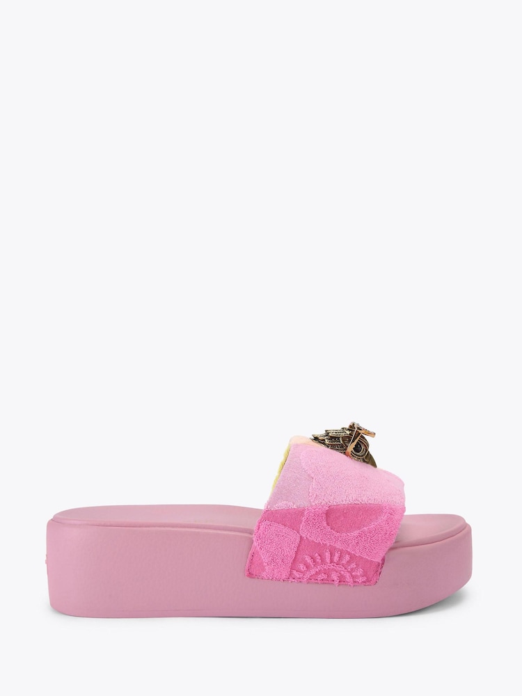 Kurt Geiger London Pink Meena Eagle Platform Sandals - Image 1 of 4 Kurt Geiger London Pink Meena Eagle Platform Sandals - Image 1 of 4