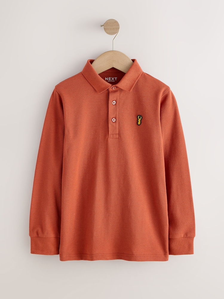Orange Stag Long Sleeve Polo Shirt (3-16yrs) - Image 1 of 4