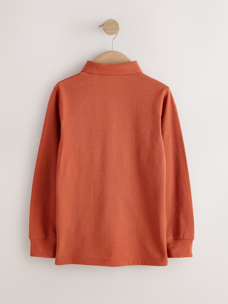 Orange Stag Long Sleeve Polo Shirt (3-16yrs) - Image 2 of 4