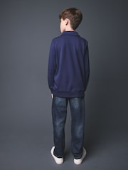Navy Vertical Stripe Long Sleeve Button Through Polo Shirt (3-16yrs) - Image 3 of 4