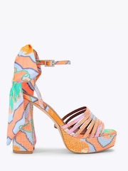 Kurt Geiger London Orange Pierra Ankle Tie Platform Sandals - Image 1 of 4