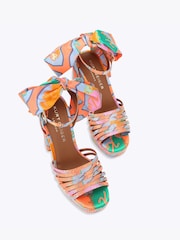 Kurt Geiger London Orange Pierra Ankle Tie Platform Sandals - Image 2 of 4