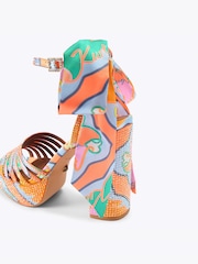 Kurt Geiger London Orange Pierra Ankle Tie Platform Sandals - Image 3 of 4
