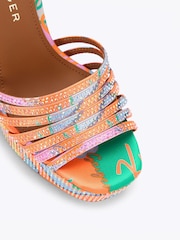 Kurt Geiger London Orange Pierra Ankle Tie Platform Sandals - Image 4 of 4
