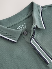 Vert kaki - Long Sleeve Tipped Polo Shirt (3-16yrs) - Image 4 de 4