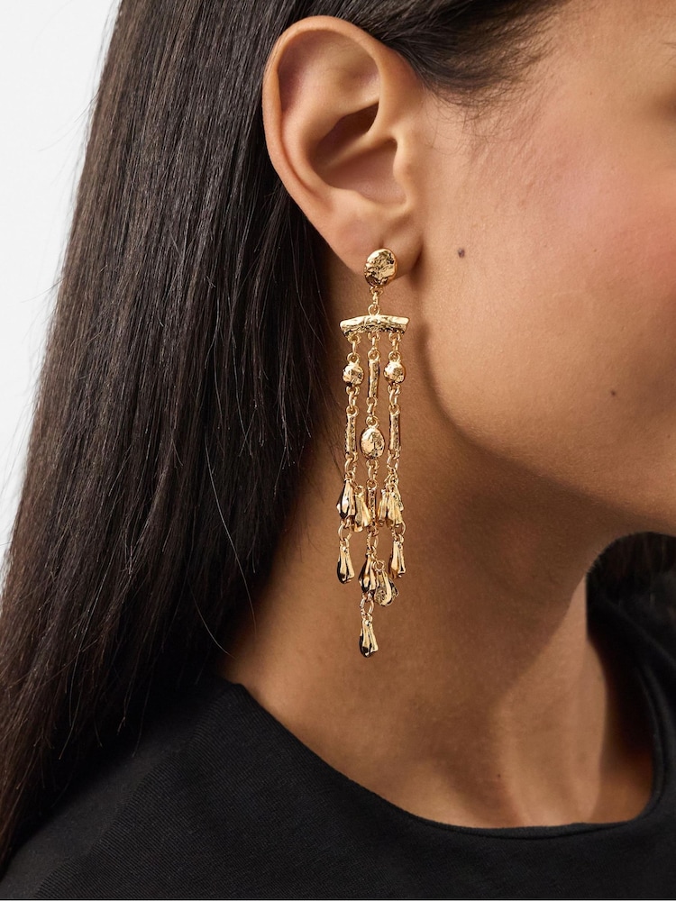 Accessorize Gold Tone Molten Chandelier Drop Earrings - Image 1 of 2