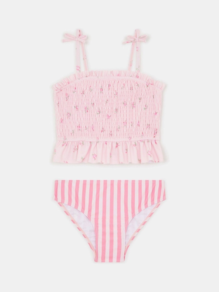 Angels By Accessorize Pink Floral Stripe Tankini Set - Image 1 of 2