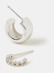 Accessorize Silver Tone Chunky Hoop Earrings 2 Pack - Image 1 of 2