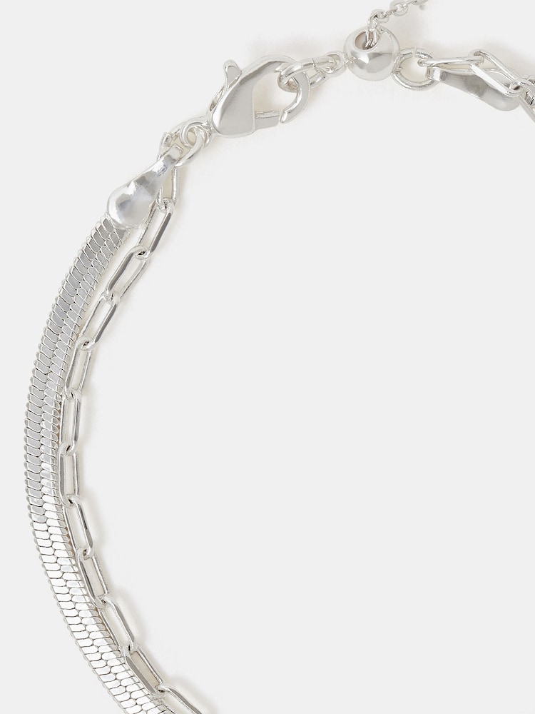 Accessorize スターリングシルバーメッキ Omega レイヤードブレスレット - 画像 2 / 2