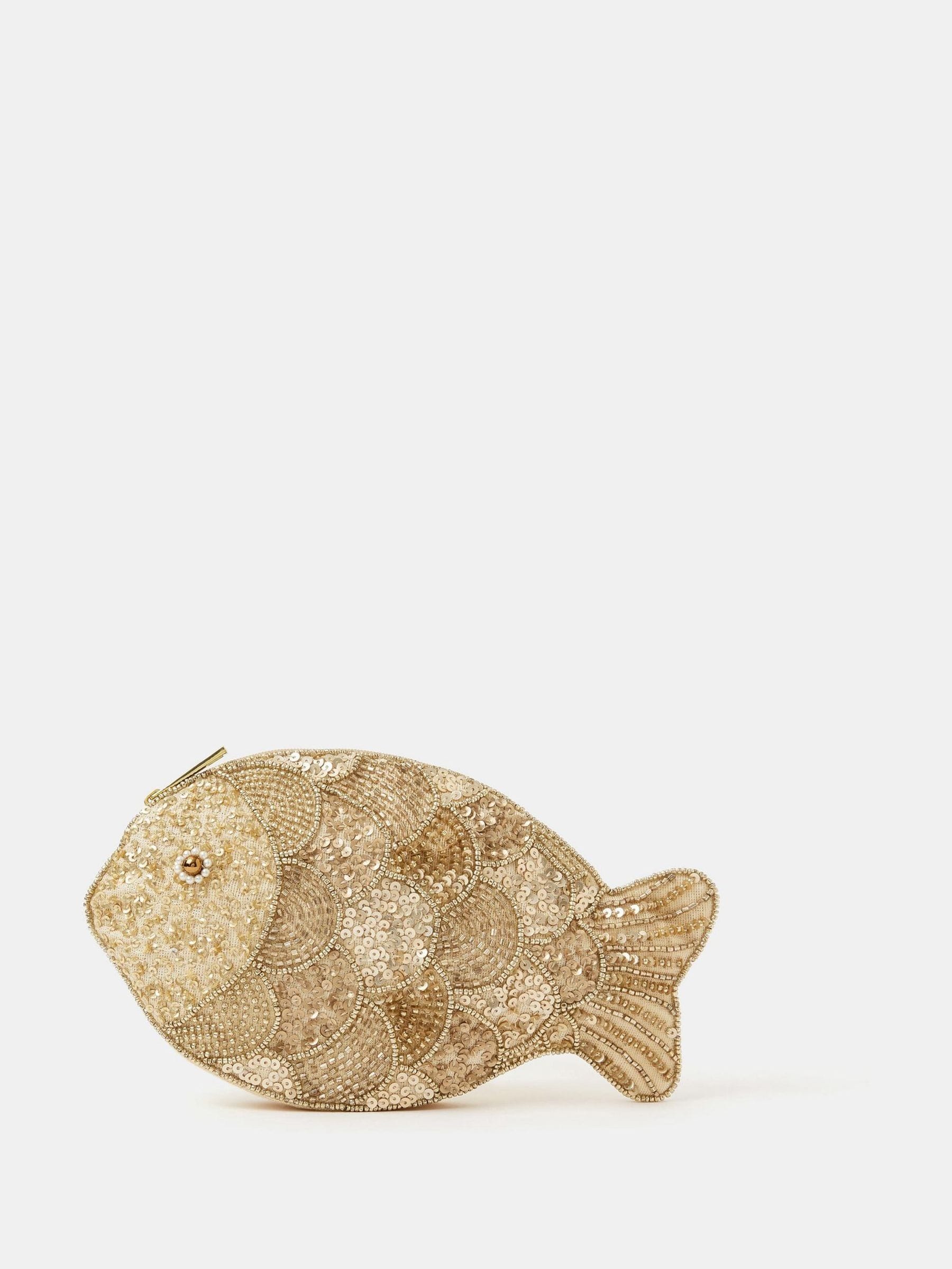 魚のイラスト入りポーチ Next：日本 Accessorize ビーズ付き魚型ポーチ from Next Japan
