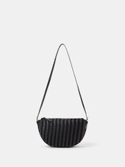 Accessorize Black Woven Leather Crossbody Bag - Image 1 of 3