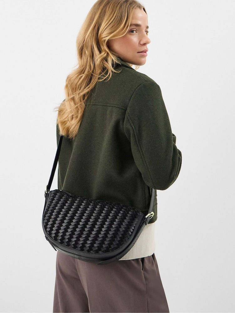 Accessorize Black Woven Leather Crossbody Bag - Image 3 of 3 Accessorize Black Woven Leather Crossbody Bag - Image 3 of 3