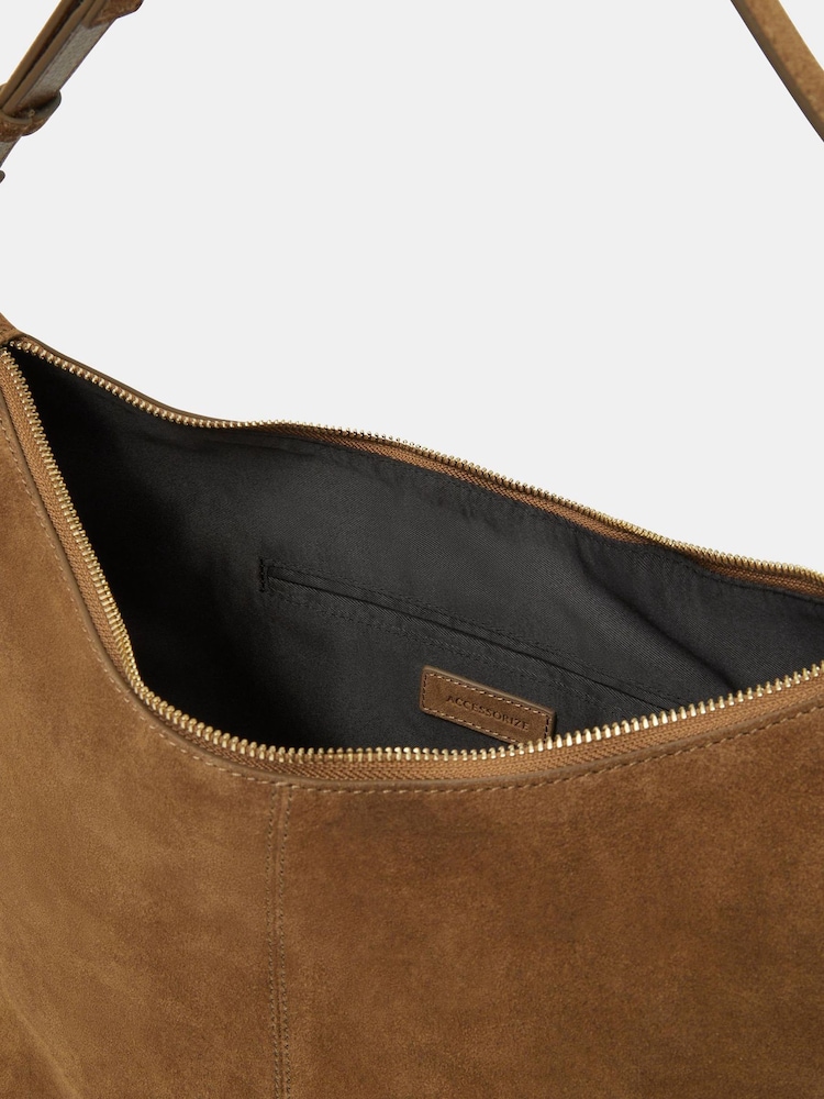 Accessorize Brown Slouchy Suede Shoulder Bag - Image 2 of 3
