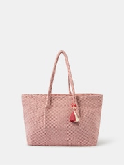 Accessorize Pink Woven Aztec Shopper Bag - Image 2 of 4