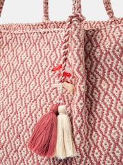 Accessorize Pink Woven Aztec Shopper Bag - Image 3 of 4