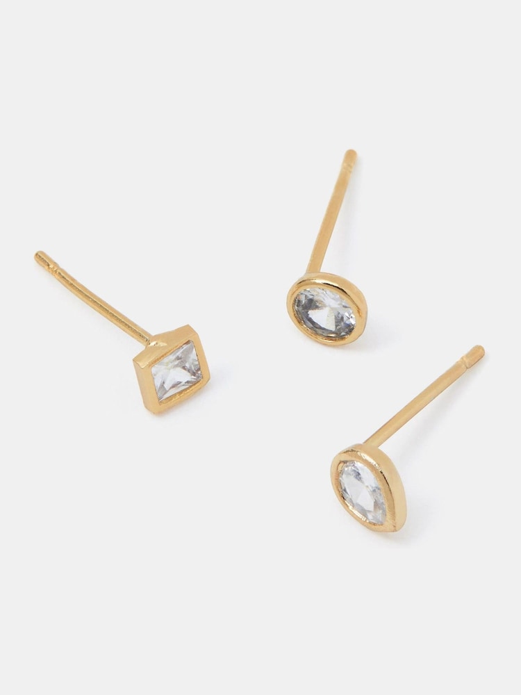 Accessorize 14-karätig vergoldetes Edelstein-Ohrstecker-Set - Bild 2 von 2