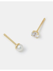 Accessorize Gold Tone Pearl Stud Earrings 2 Pack - Image 2 of 3