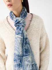 Accessorize Blue Lightweight Dotty Paisley Print Scarf - Image 1 of 2
