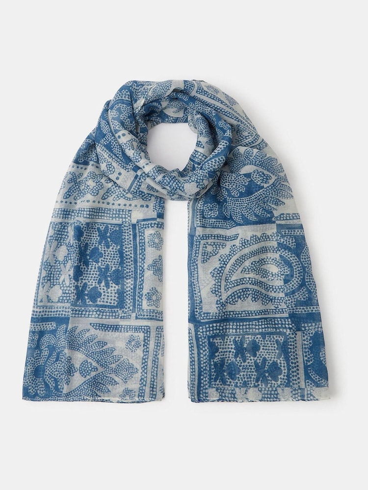 Accessorize Blue Lightweight Dotty Paisley Print Scarf - Image 2 of 2 Accessorize Blue Lightweight Dotty Paisley Print Scarf - Image 2 of 2