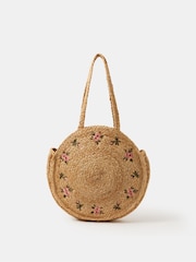 حقيبة شاطئ دائرية مطرزة بنقشة زهور من Accessorize - Image 1 of 3