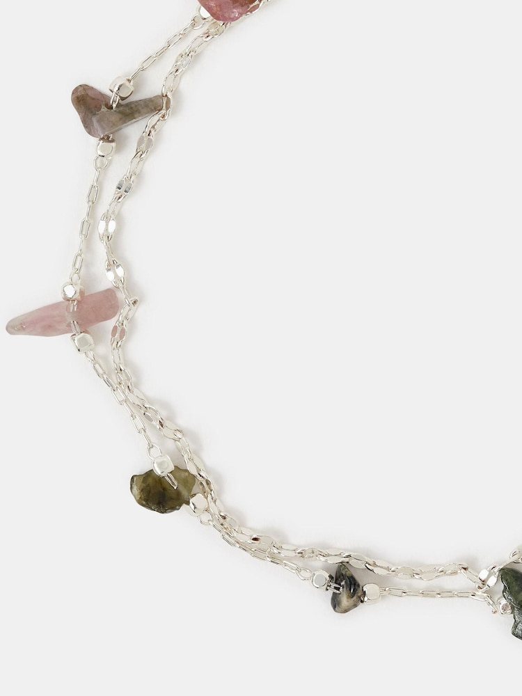 Accessorize Silver Tone Semi Precious Stone Layered Bracelet - Image 1 of 2