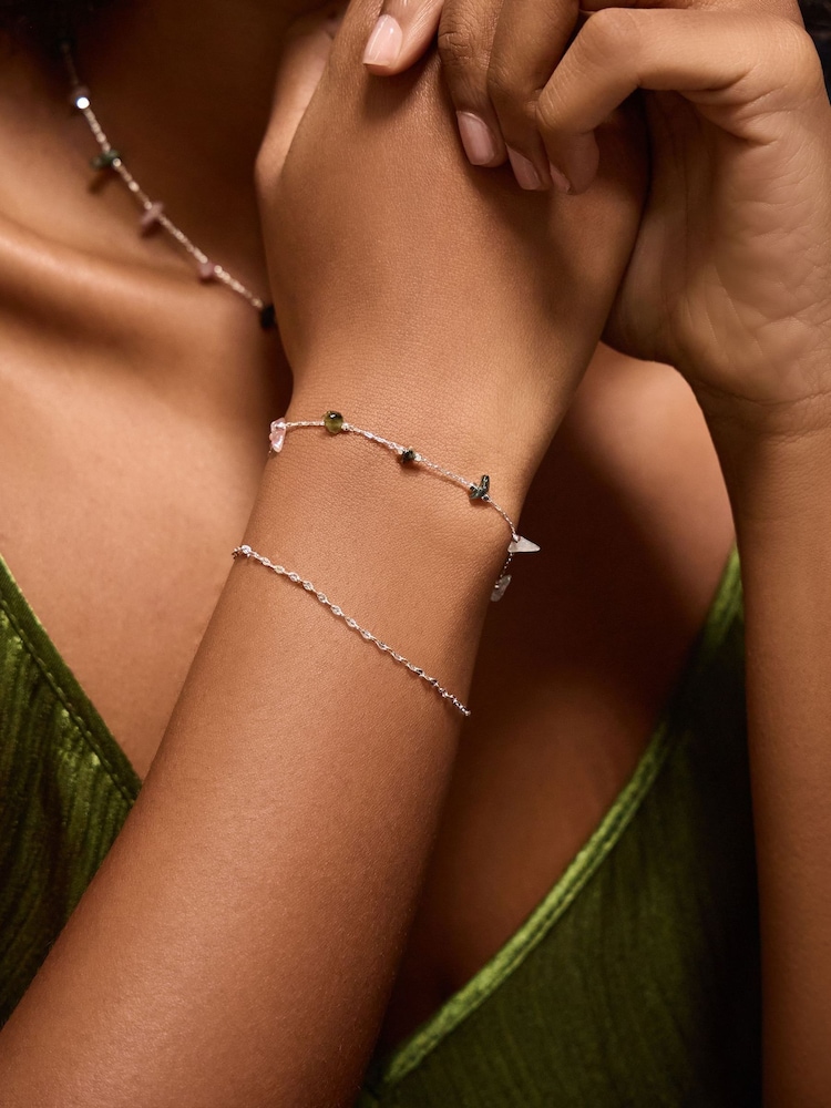 Accessorize Silver Tone Semi Precious Stone Layered Bracelet - Image 2 of 2