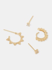 Accessorize Gold Tone Filigree Hoops & Stud Earrings - Image 1 of 2